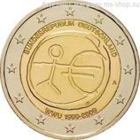 Монета 2 Евро Германии "10 лет Экономическому и валютному союзу" AU, 2009 год