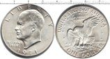 Монета США 1 доллар "Портрет Дуайта Эйзенхауэра. Лунный доллар", (без монетного двора) VF, 1971