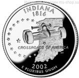 Монета 25 центов США "Индиана", AU, 2002, Р