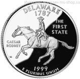 Монета 25 центов США "Делавэр", AU, 1999, Р