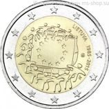 Монета Литвы 2 Евро, "30 лет флагу ЕС "1985-2015"", AU, 2015